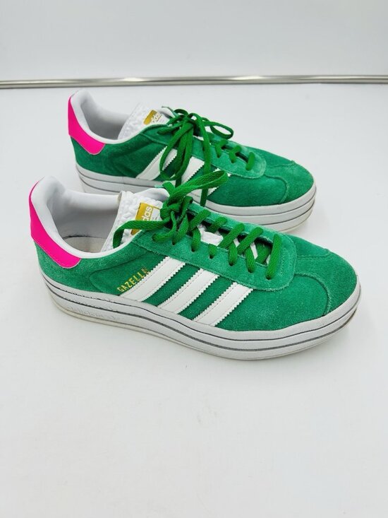 adidas Gazelle Bold Green / Lucid Pink Suede Platform Sneakers Womens Size 8 US - Picture 4 of 9